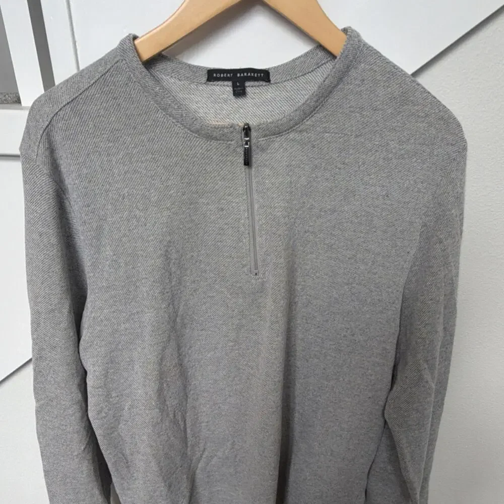 Robert Barakett Mens Gray Half Zip Mock Neck Pullover Sweater Knit Size L